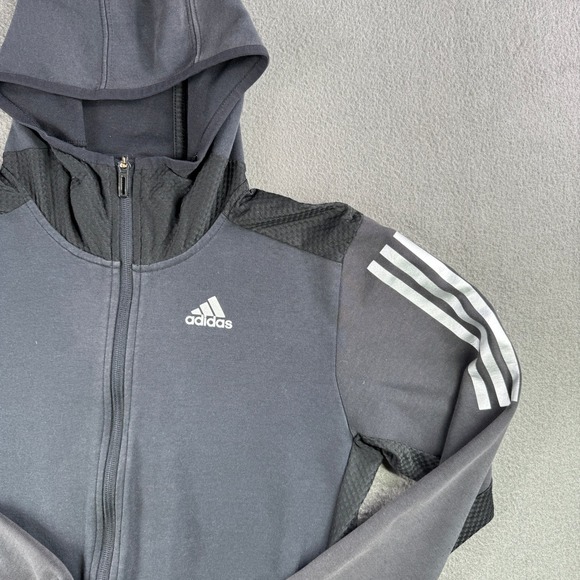 Adidas Hoodie Men S Jacket ClimaCool Future Icons Full Zip 3 Stripe Running Gym‎ - Picture 10 of 10